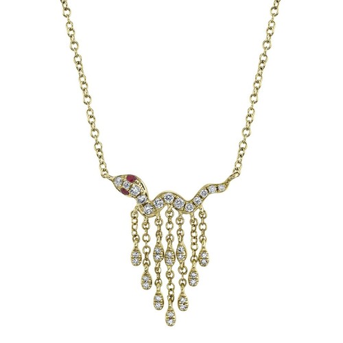 Diamant rubis serpent pendant - diamant,
