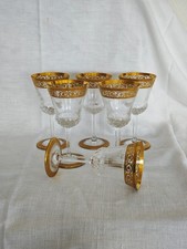 Verre à vin en cristal de Saint Louis serie Thistle "Chardon" doré or 24 Carat