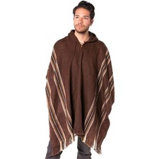 Alpaga poncho homme capuche - alpaga,