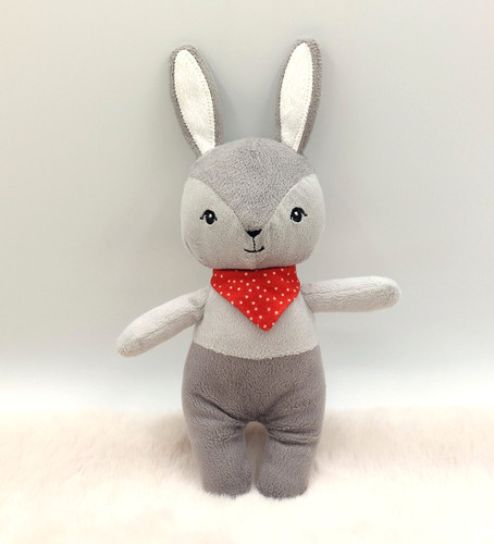 Peluche doudou lapin gris