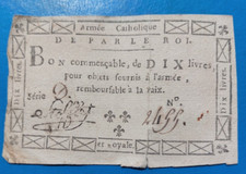 Révolution armée catholique et royale assignat bon de 10 dix livres de Stofflet