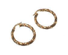 Femmes / 9ct or Jaune Rond Boucles D'Oreilles Créoles Avec Brossé Effet Finition