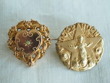 LOT 2 BROCHES ANCIEN PLAQUE OR