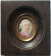 Dessin peinture miniature portrait d'homme Ancien 18e siècle man painting