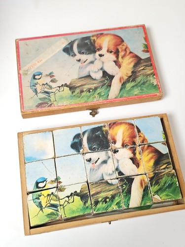 Jeu cubes bois ancien - en,