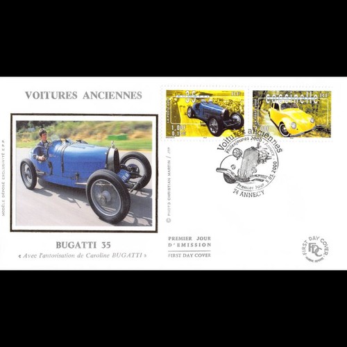 Fdc soie voitures bugatti - soie,