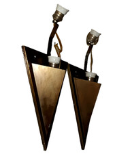 RARE PAIRE MONTURE APPLIQUE LAITON NICKELÉ ? ART DECO A RESTAURER VERS 40