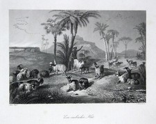 1850 Berger Nubien Égypte Gravure Sur Acier Geyer Heawood