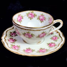 Théodore Haviland 4 Tasses Décor De Rose Réhaussé Or en Porcelaine de Limoges 2