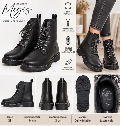 Bottines femme cuir véritable - femme,