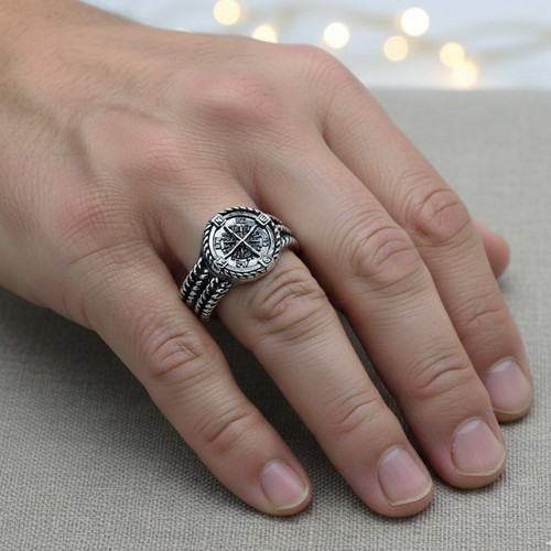 Bague boussole argent - argent, 925