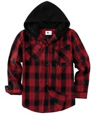 Chemise à Carreaux Flanelle Bûcheron Homme Surchemise Manches Longues Capuche...