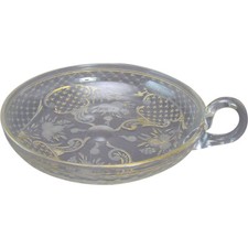 Cut Glass Nappy with Gold