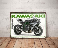 Plaque métal vintage Kawasaki ninja h2r Enseigne Garage Décoration moto Déco