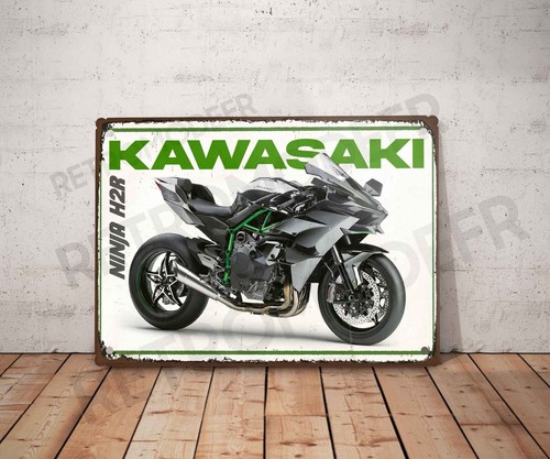 Plaque métal vintage kawasaki - métal,