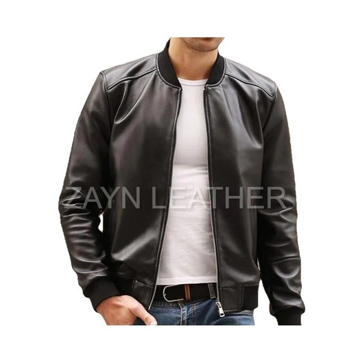 Blouson bomber noir cuir - bomber,