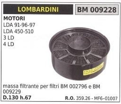 Masse filtrante air - filtrante, d'air