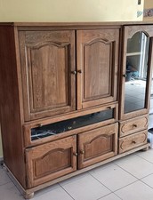 grand meuble TV ancien en bois massif, 155*145*59 cm