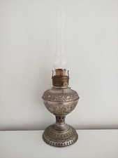 Millers Vestal Grande Lampe Pétrole Pied Cheminée Métal Made USA Antique Huile