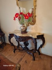 CONSOLE VINTAGE EN NOYER  PLATEAU EN ONYX  L1,20cm l 0,54cm h0,90    