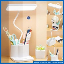Lampe de Bureau pour Enfants et Ados Bras Flexible Réglable avec Pots à Crayons