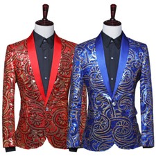 Hommes Floral Sequin Revers