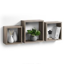 Lot de 3 Étagères Murales "Cube" 30cm Chêne