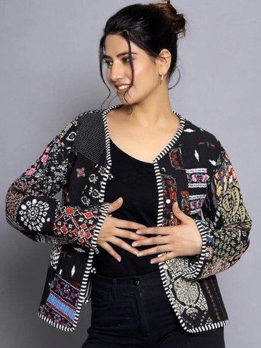 Indien noir patchwork coton - indien,