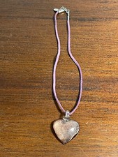 Bijoux Collier avec Gros Coeur en Verre de Couleur Rose (10-1)