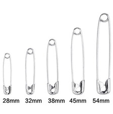 Lot de 10 à 100 épingles à nourrice sûreté 28 à 54mm Alliage de Zinc Argentés