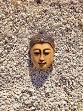 Masque Bouddha lotus en bois et bronze