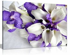 Bouquet de fleurs en toile violet blanc et foncé imprimé photo mural