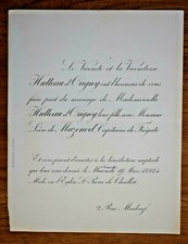 Mlle HUTTEAU D ORIGNY Leon de Mazenod FAIRE PART MARIAGE 1892