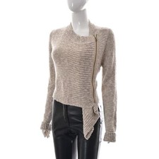 Petit pull à manches longues en tricot côtelé épais et zippé asymétrique Holl...