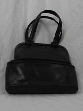 sac en agneau noir à deux anses en cuir assorties des années 50, 2 pochettes