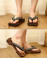 Expédié de Paris - Sandales Geta Traditionnelles Japonaises Bois Tongs Homme 