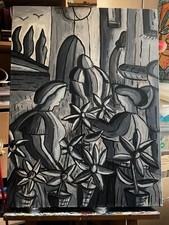 MARCHÉ AUX FLEURS-- ACRYLIQUE