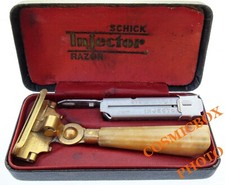 Ancien coffret Rasoir SCHICK INJECTOR RAZOR bakélite barbier shave + porte lames