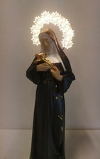 Statue de Santa Rita CM 30 IN Résine Avec Halo Lumineux Fabriqué En Italy
