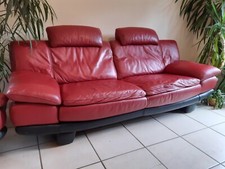 Canapé 3 places cuir rouge