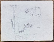 Antoine HEITZMANN 1910-1995 dessin crayon poteau électrique certif. Stbg NEUHOF