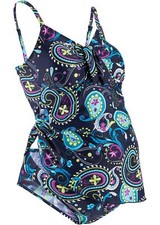Ensemble tankini de maternité taille 36 bleu imprimé maillot de bain grossesse neuf