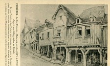Carte FOUGERES Maisons à Porches D'après lithographie de Robida