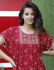 Maroon Robe De Nuit En Coton