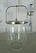 Sucrier ou seau à glace verre et couvercle inox avec pince fixée à l'anse