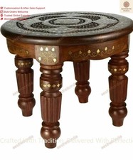 Indien Bois de Rose Pliable Dîner Table Pliable Restaurant Meuble Laiton Travail
