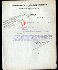 GUISE (02)  TANNERIE CORROIERIE / CUIRS "DEZAUX" en 1920