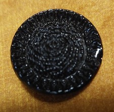 Bouton ancien passementerie noireet jais  pour veste manteau 25 mm