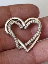 Pendentif Coeur Argent Massif & Pierre à Identifier 6,3 g Bijoux Vintage