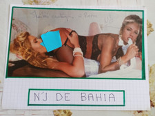 AUTOGRAPHE DE N'J DE BAHIA SUR COUPURE DE PRESSE COLLEE SUR BRISTOL 15 x 21 cm